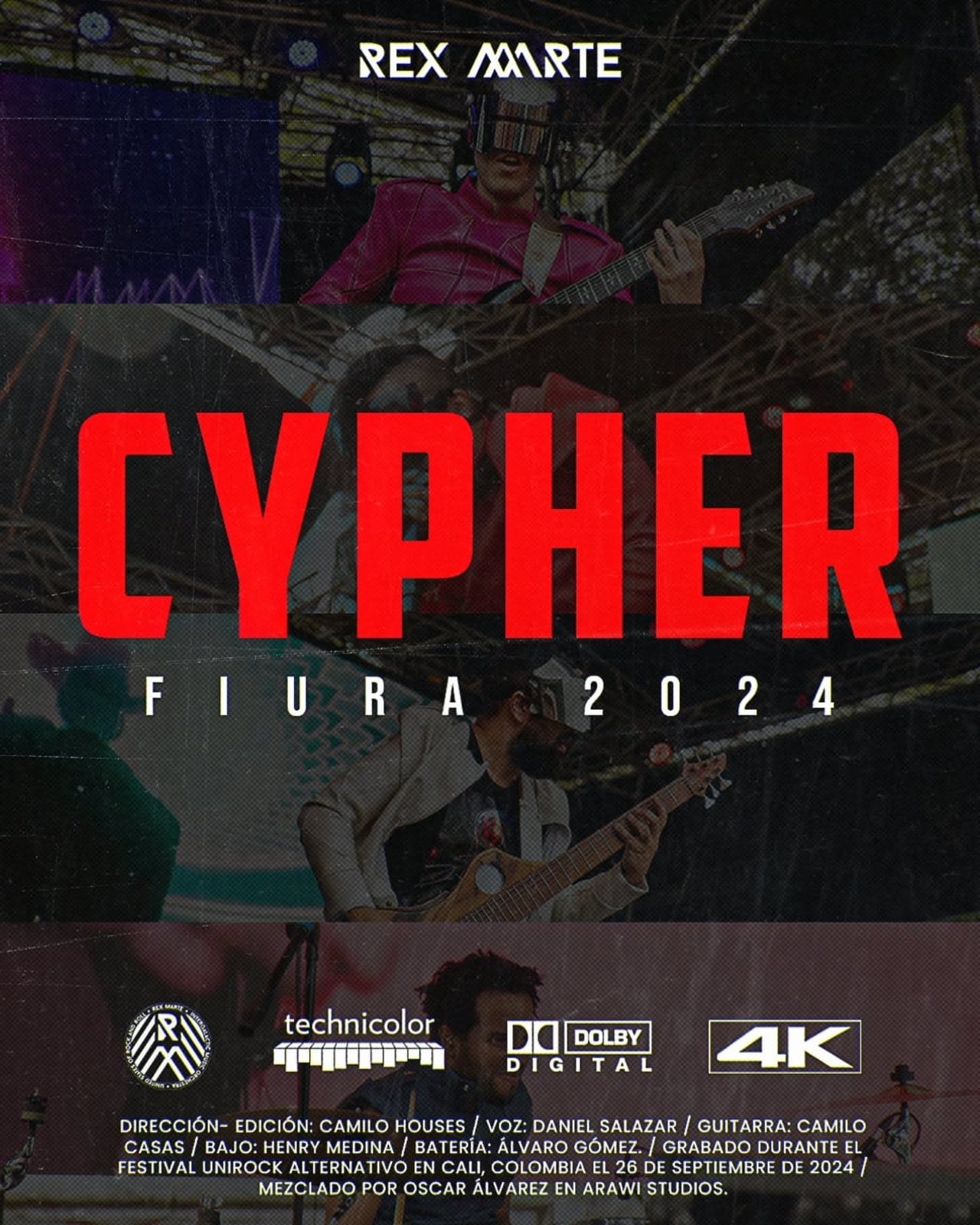 Afiche de Cypher en vivo, FIURA 2024, con los créditos del video
