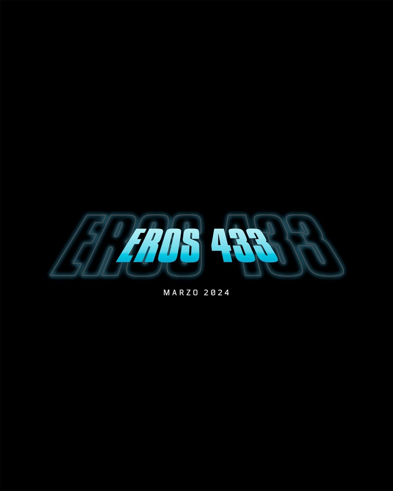 Logo de Eros 433 en neón azul: marzo 2024