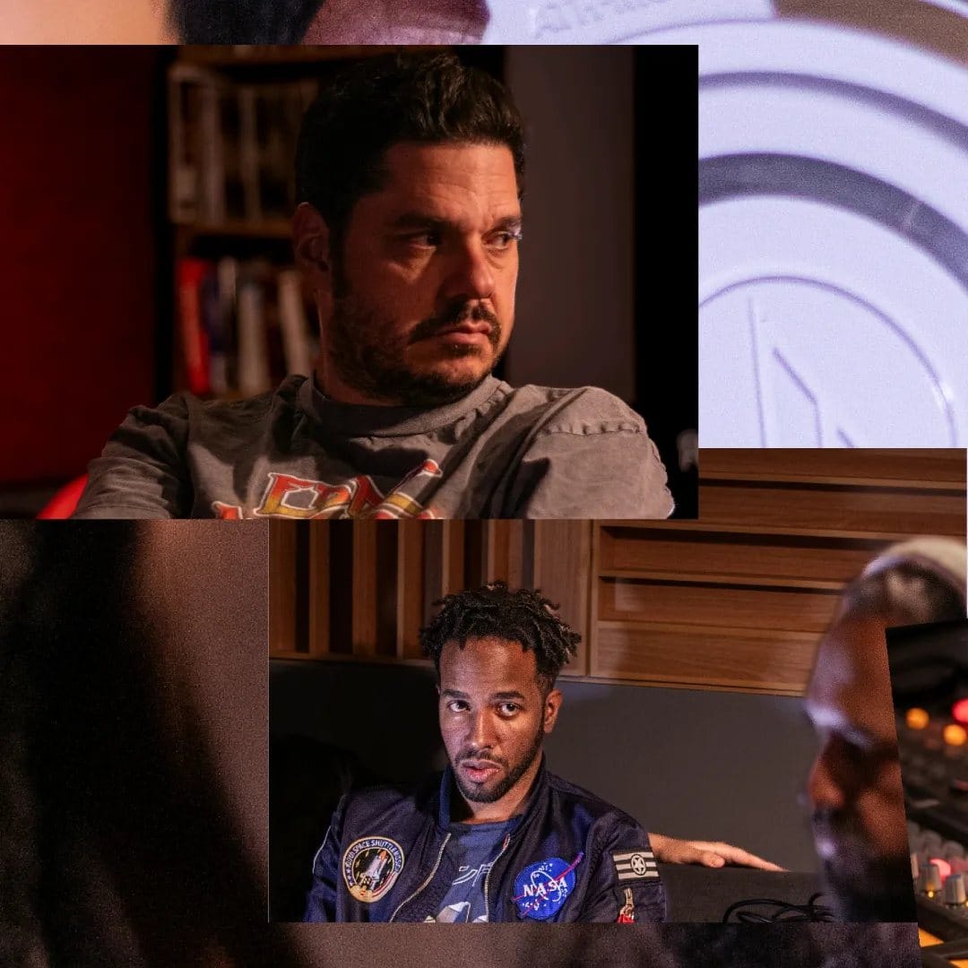 Rex Marte y el equipo de producción en la sala de control de Estudio Naranja