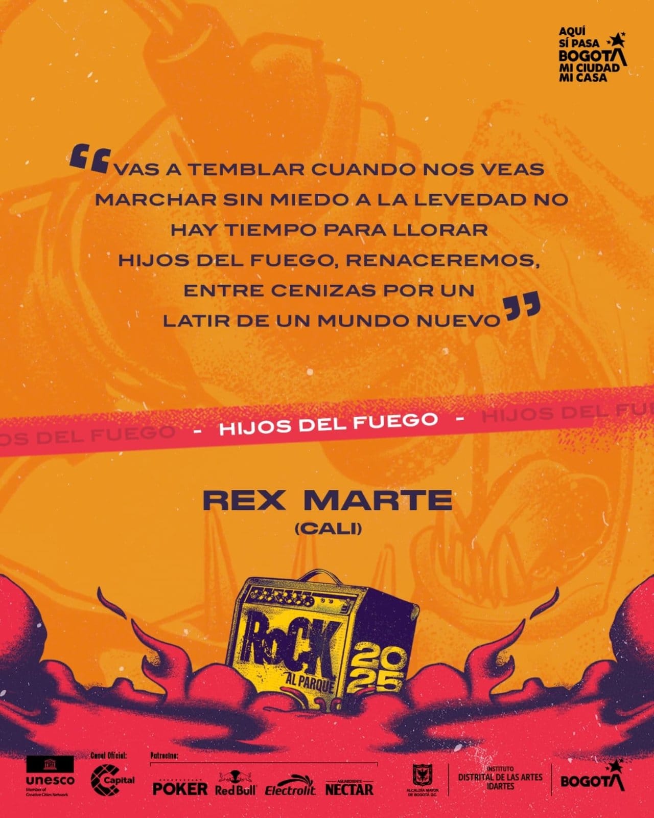 Pieza del festival con un fragmento de «Hijos del Fuego» de Rex Marte