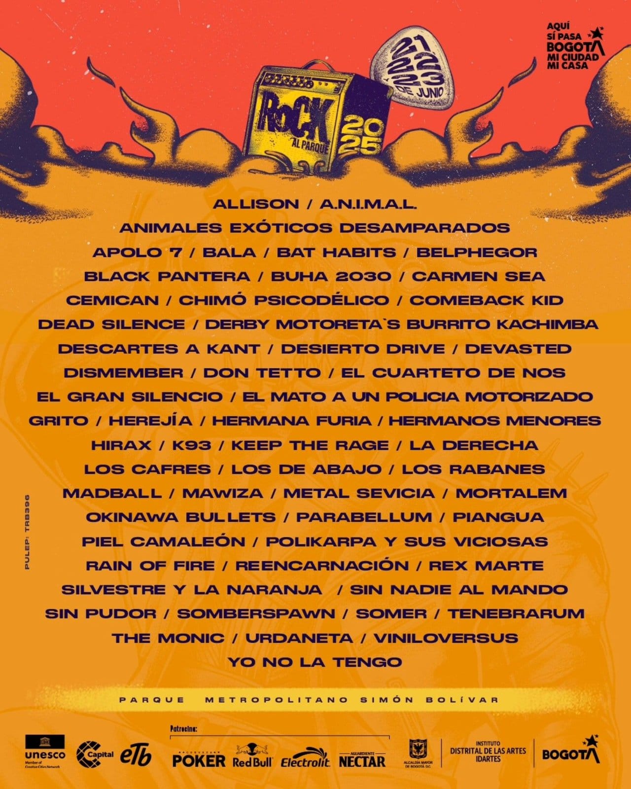Line-up completo de Rock al Parque 2025, con Rex Marte entre las bandas