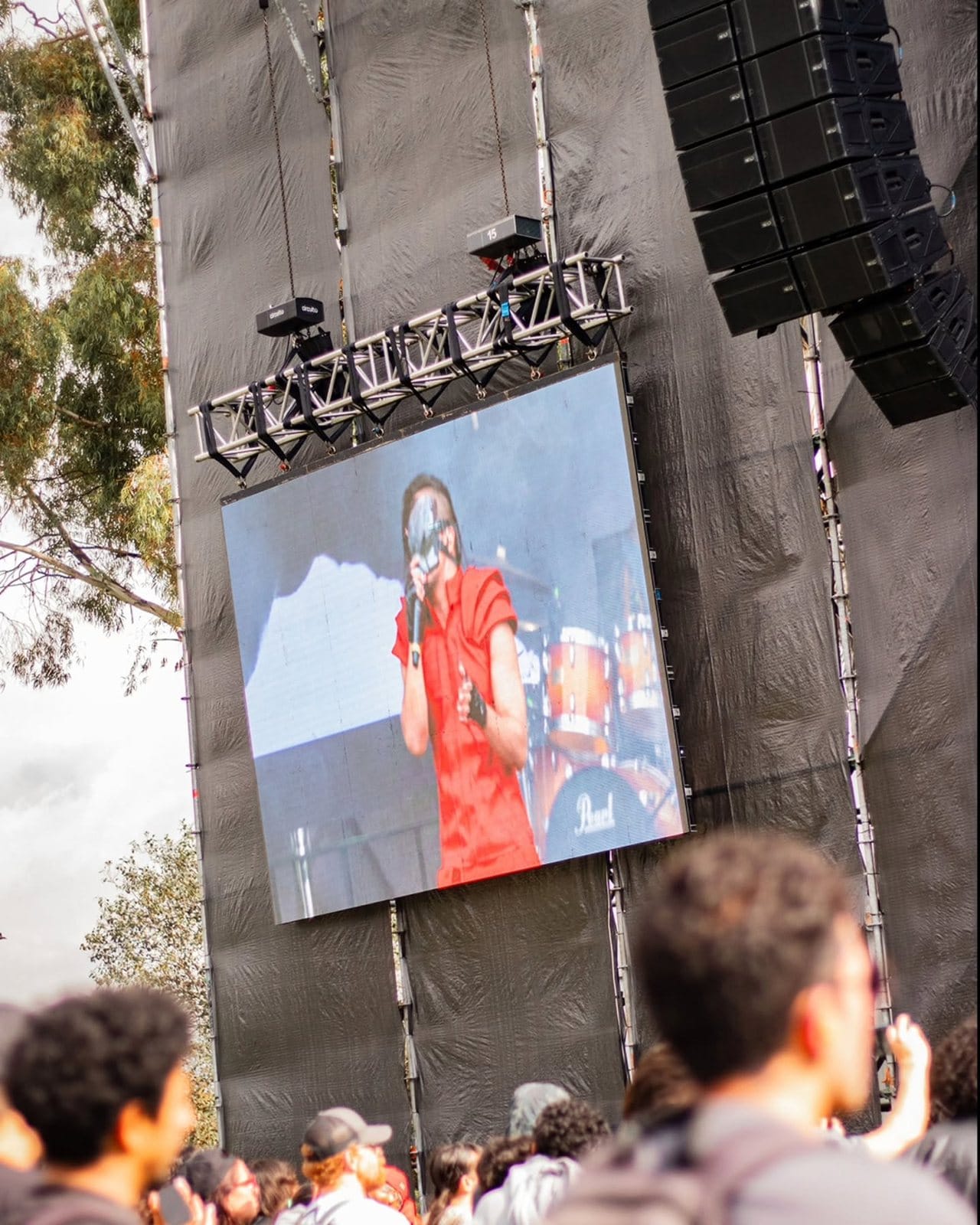 El vocalista en la pantalla gigante del Escenario Eco